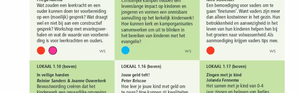 Overzicht met tekstblokken van de conferentie Rondom het Kind