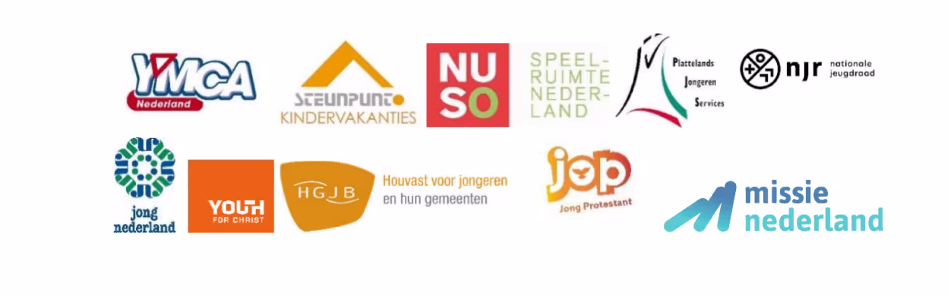 Logo's van samenwerkende jongerenwerk- en kindervakantieorganisaties